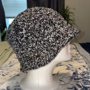 Black and White Textured Bucket Hat by  August